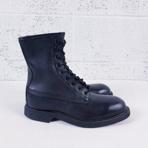 Vintage Wolverine Womens Black Leather Steel Toe Lace Up Combat Boot Size 6